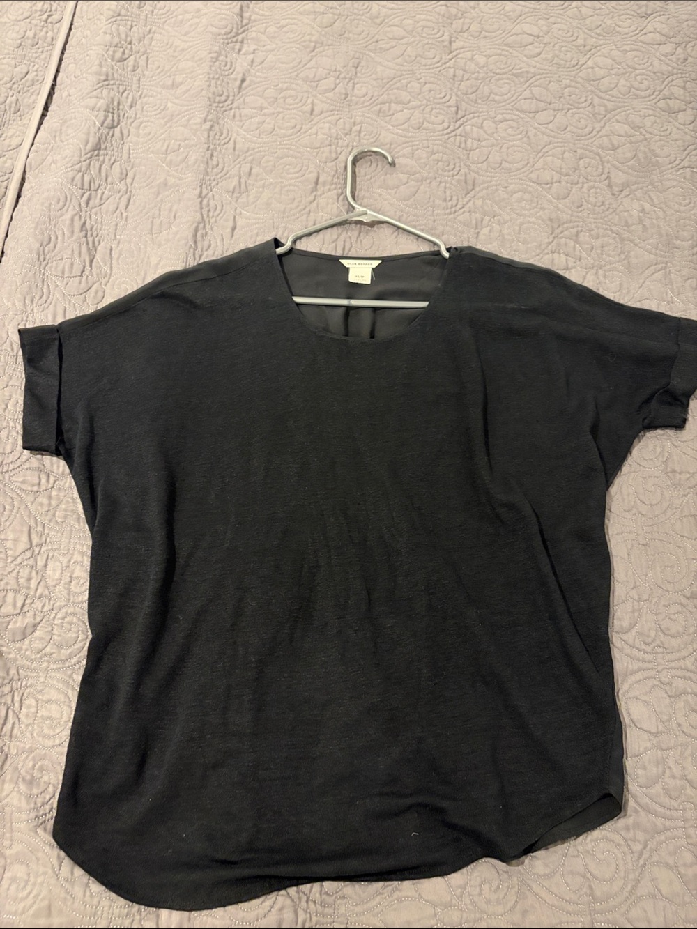 Club Monaco Black Short Sleeve Scoop Neck Top
